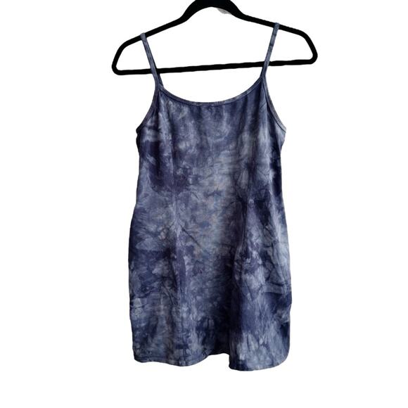 Billabong Easy on Me Blue Tie Dye Knit Dress Spaghetti Strap Short Bodycon Lrg - Picture 2 of 8